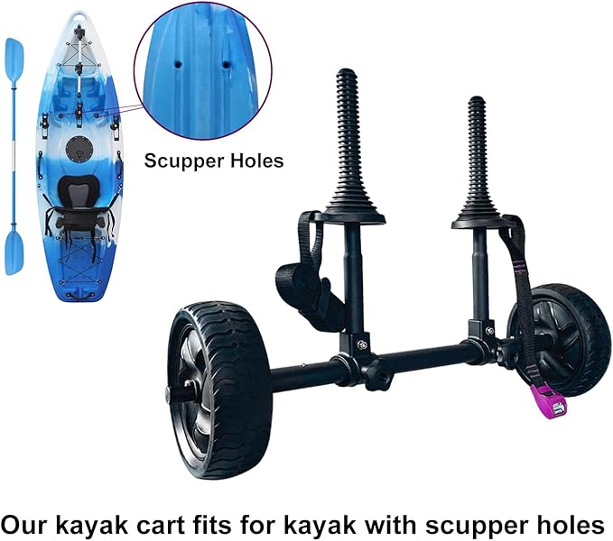 Kayak Cart Kayak Carrier Adjustable Width Fit for Kayaks Canoes with Scupper Holes