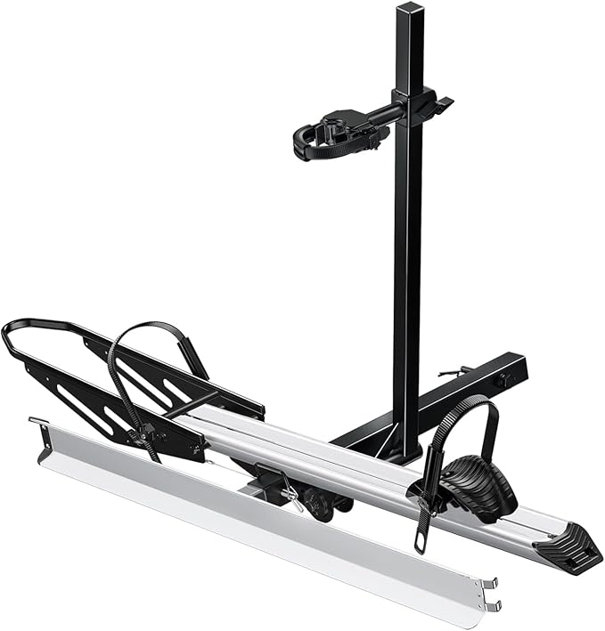 Young Electric Hitch Mount Single Bike Rack with Ramp for Electric Bike, 100 lbs. Capacity Bike Carrier for Truck, Trailer, RV, SUV