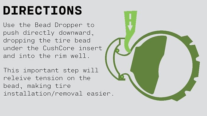 CushCore Bead Dropper - Bike Tire Lever, Makes Installing Tire Inserts Easier, Ergonomic Design, Strong & Durable Plastic, At-home Installation (Bead Dropper)