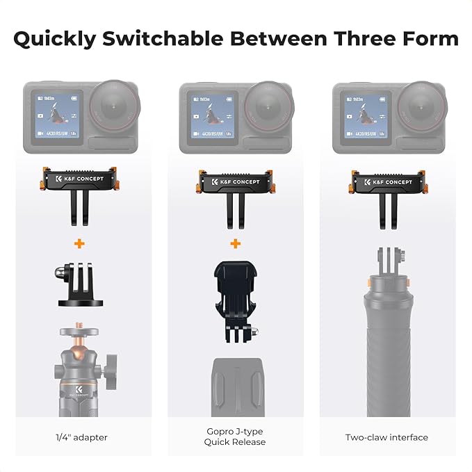 K&F CONCEPT 2 Pack Magnetic Quick Release Adapter Mount for DJI Osmo Action 5 Pro, Extension Base Bracket with 1/4" Adapter/Quick-Release Buckle for DJI Osmo Action 4/Action 3/Osmo 360 Accessories