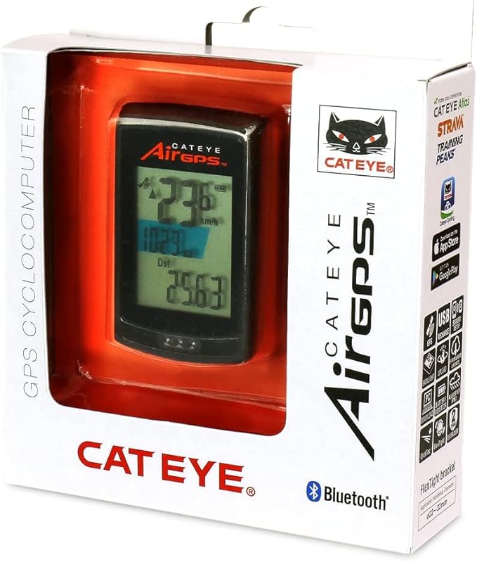 CATEYE AirGPS USB Rechargeable Bike Computer – GPS Cycling Computer with Bluetooth ANT+, GPS Bicycle Speedometer, FlexTight™ Mount, IPX7 Waterproof, Auto Backlight Display, Ride Upload