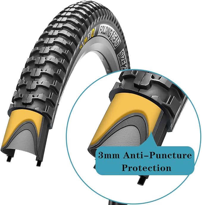 2 Pack 26x2.1 / 29x2.125 Bike Tires 3mm Anti-Puncture Layer with or Without 26x1.75/2,125 Inner Tubes for Mountain Trail City Bicycle Folading Replacement Tyres