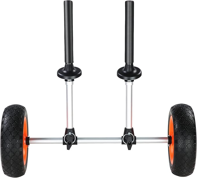 VEVOR Kayak Cart, 280lbs Load Capacity with 10 Inch Solid Tires, Heavy Duty Detachable Canoe Trolley Cart with Adjustable Width & Top Foam Protection, for Kayaks with Drain Holes of 2.54cm and Above