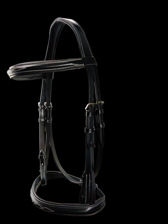 Hunter Bridle - Fancy Stitch with Removable Flash – Anatomical Padded Crown, Classic Hunter Style