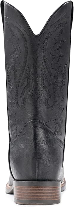 IUV Cowboy Boots For Men with Wide Square Toe Western Retro Boot Durable Classic Fashionable Embroidered Pull On Slip Resistant Boots
