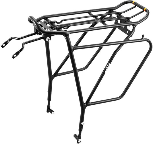 Ibera Bike Rack - Bicycle Touring Carrier Plus+ for Disc Brake/Non-Disc Brake Mount, Fat Tire Bikes, Frame-Mounted for Heavier Top & Side Loads, Height Adjustable for 26"-29" Frames