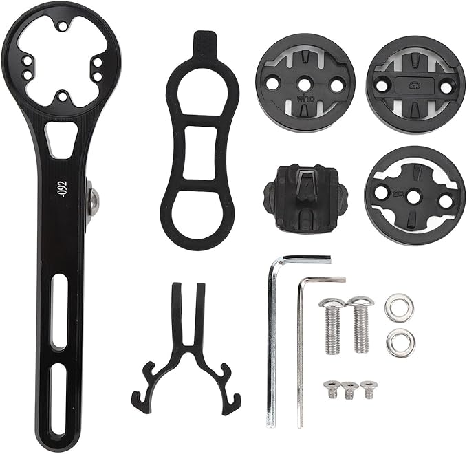 Out Front Bike Computer Mount, Universal Handlebar Bike Mount Compatible with Garmin GPS Bike Computer Gopro Action Camera for Road Mountain Bike with 4 Adapters.