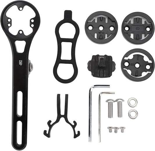 Out Front Bike Computer Mount, Universal Handlebar Bike Mount Compatible with Garmin GPS Bike Computer Gopro Action Camera for Road Mountain Bike with 4 Adapters.