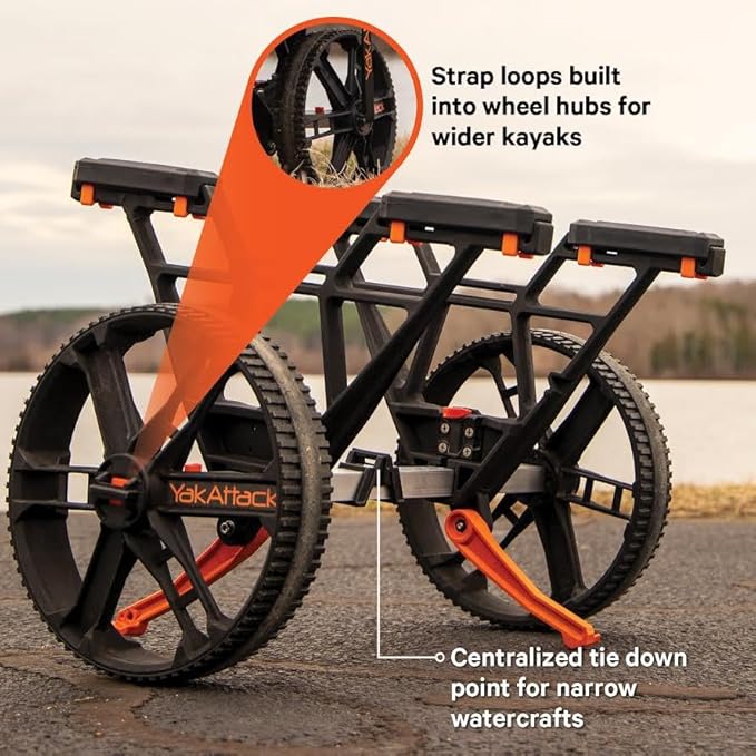 YakAttack Kayak Carts with Adjustable Frame & Wheel Options | All-Terrain, Sand & Solid Tire Variations | Durable Folding Transport System for Kayaks & Canoes | Made in USA