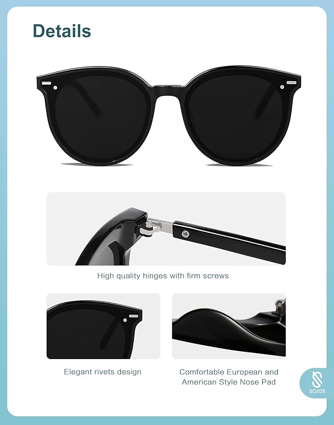 SOJOS Sunglasses Womens Trendy 2025 Classic Round Retro Vintage Shades Large Frame Sunnies SJ2067