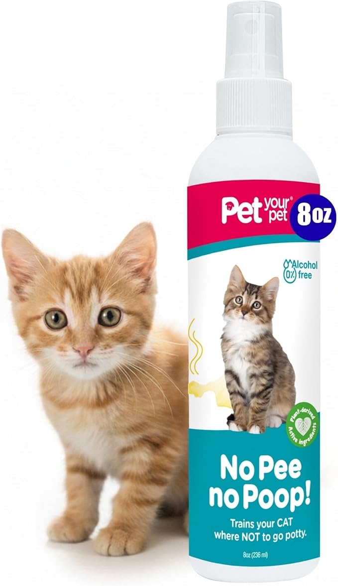 Cat Potty Training Spray No Pee No Poop, 8 Fl Oz, Non Toxic Spray for Cats Only, Natural Pee Deterrent, Stops Urine Marking and Pooping, Indoor Outdoor Keep Off