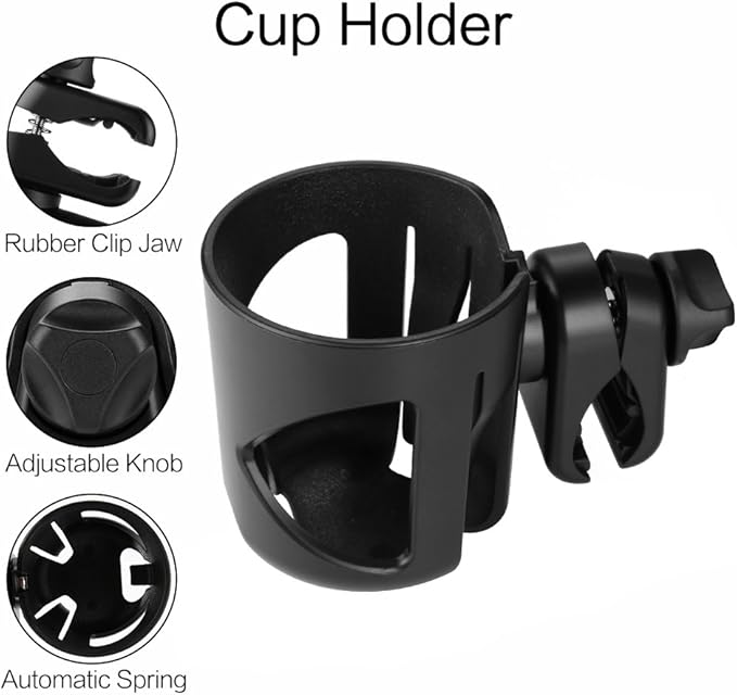 Accmor Universal Cup Holder with Hook, Stroller Cup Holder, 360° Rotatable Large Caliber Designed Bottle Holder for Stroller, Bike, Wheelchair, Walker, Scooter