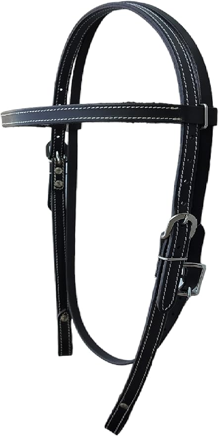Double Stitched Latigo Leather Browband Western Horse Headstall