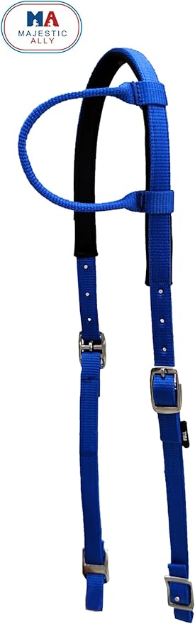 Majestic Ally Nylon Padded Sliding Single Ear Headstall for Horses- Set of 2 - Multiple Colors