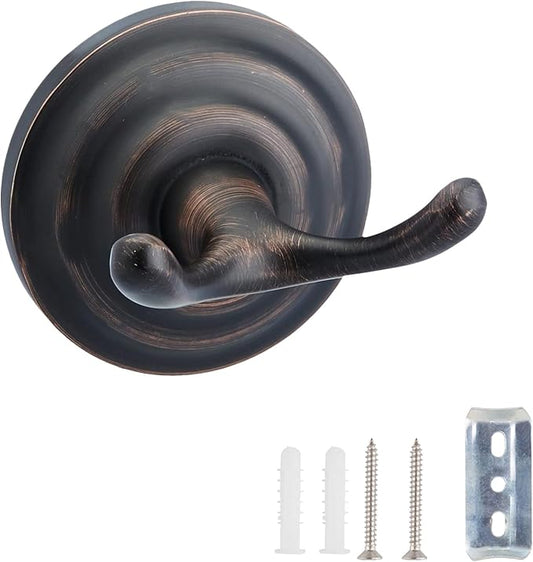 Amazon Basics Zinc Traditional Round Bathroom Towel and Robe Hook, Oil Rubbed Bronze, Easy Installation | Traditional, Round, Bathroom