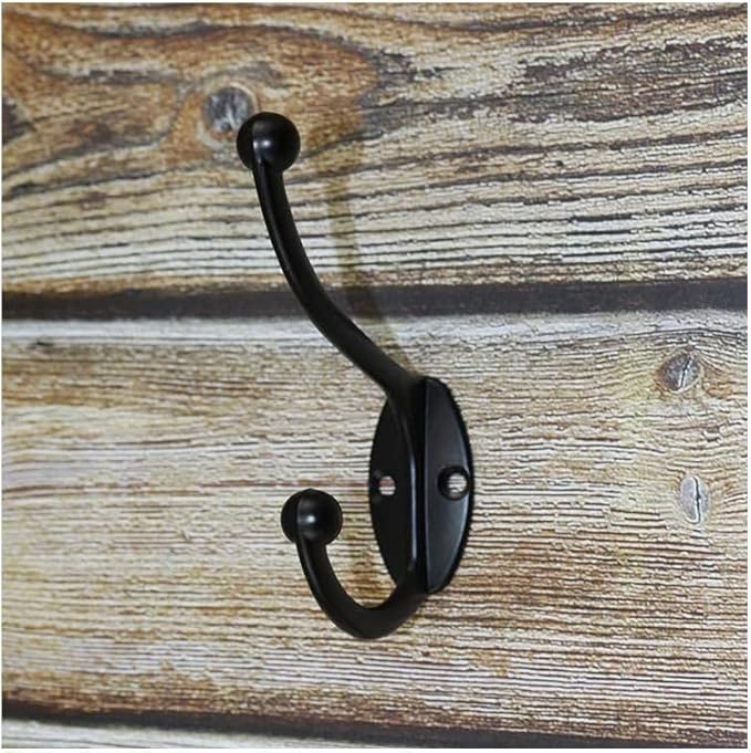 ZEYU Wall Hooks,10Pcs Coat Hooks Hardware Towel Hooks for Hanging Coats Double No Rust Black Robe Hooks Wall Mounted with Screws for Key, Towel, Bags, Cup, Hat
