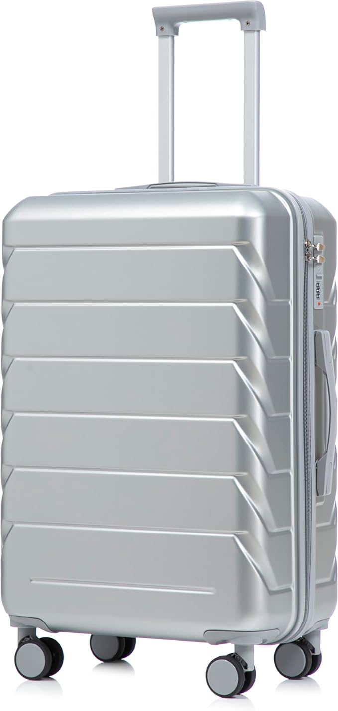 28 Inch ABS Hard Shell Large Luggage With Combination Lock and Side Hooks, Sliver