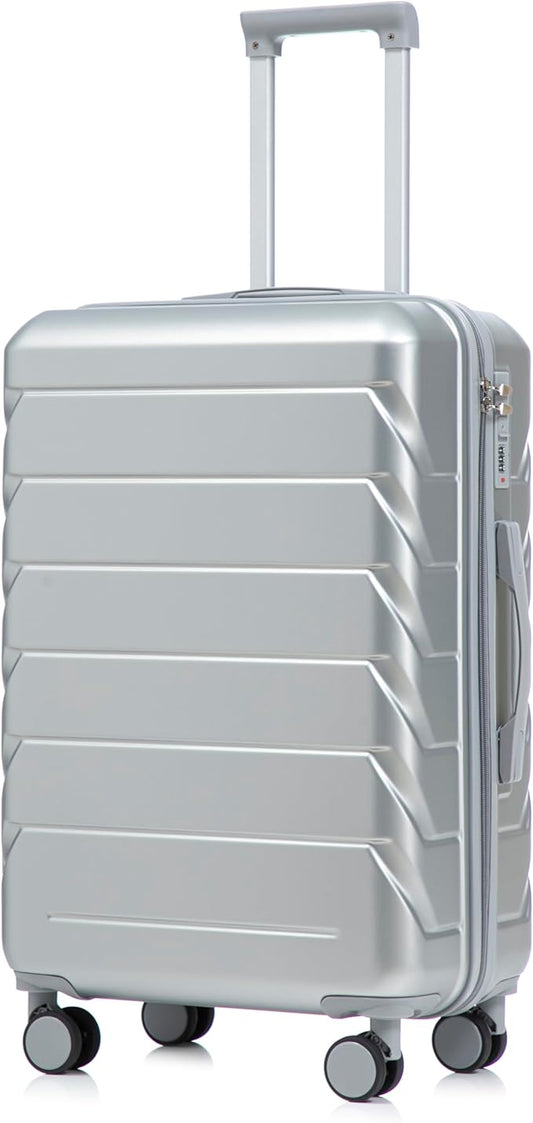 28 Inch ABS Hard Shell Large Luggage With Combination Lock and Side Hooks, Sliver