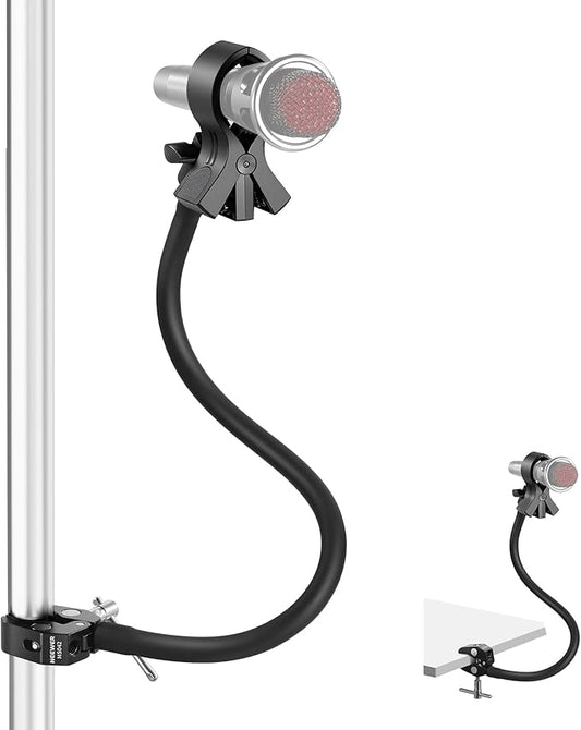 NEEWER Desktop Microphone Stand with Flexible Arm, Adjustable Desk Mic Clamp Holder Mount with Clip & 1/4" to 5/8" Adapter Compatible with Shure Razer Seiren Mini Audio Technica AT2020, MS042