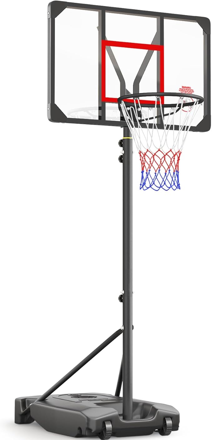 Kids Basketball Hoop Outdoor 4.82-8.53ft Adjustable, Portable Basketball Hoops & Goals for Kids/Teenagers/Youth in Backyard/Driveway/Indoor, with Enlarged Base and PC Backboard