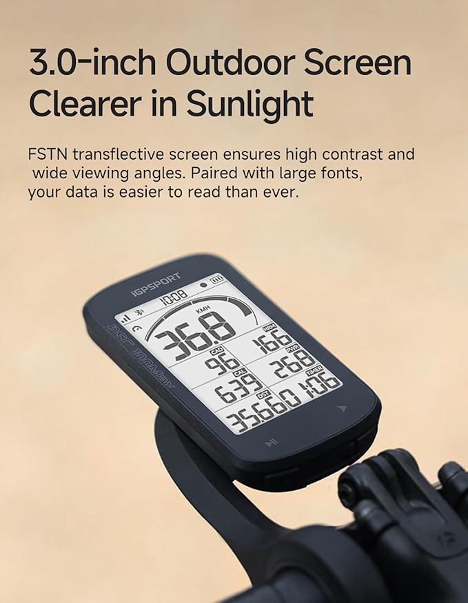iGPSPORT BSC100MAX GPS Bike Computer, 3'' Screen Auto Start/Stop Custom Data 40H Waterproof Bicycle Computer Wireless