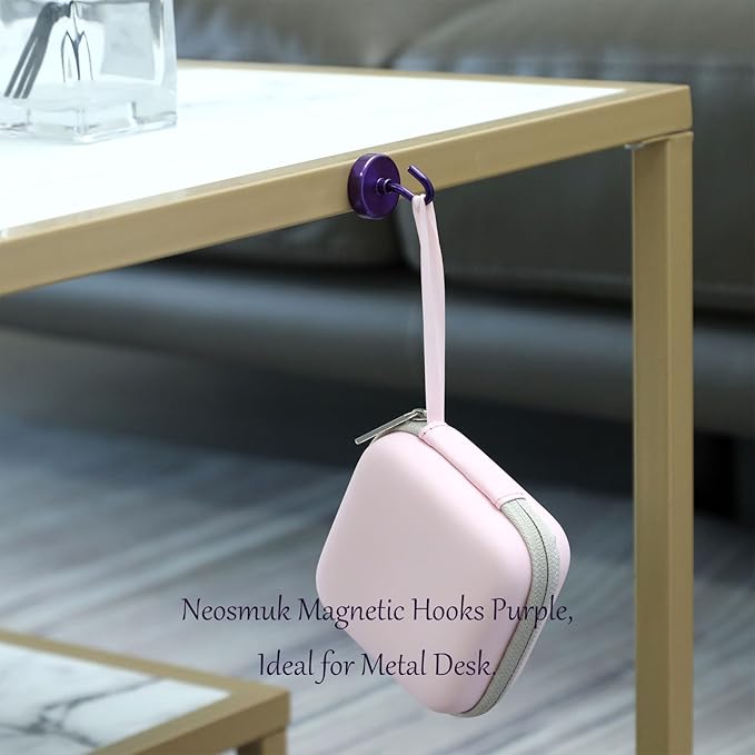 Neosmuk Magnetic Hooks, Heavy Duty 85lb+ Strong Magnet Hook for Cruise Cabins, Cruise Ship Essentials for Hanging, Metal Wall Refrigerator Hangers (Purple, 10 Pack)