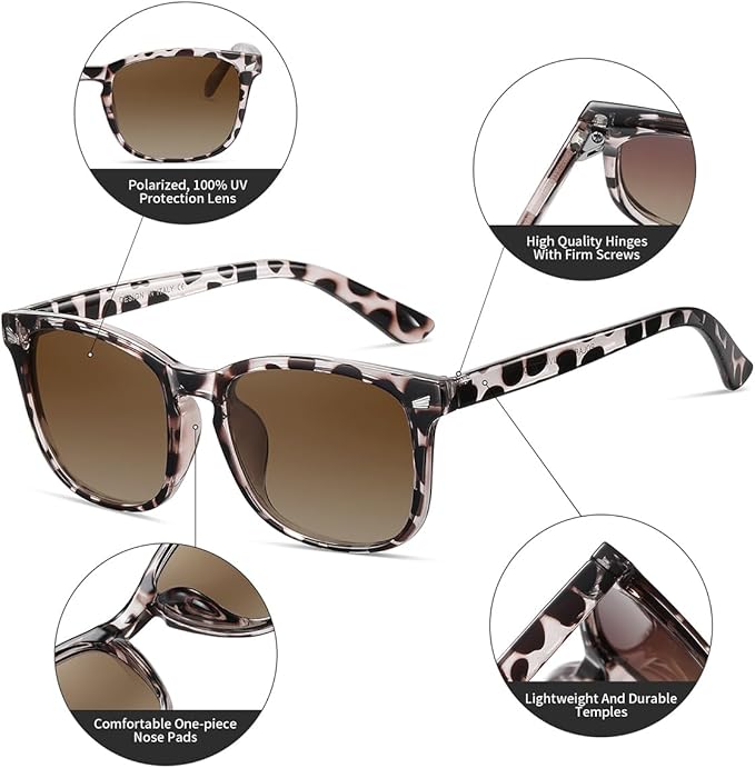 DUSHINE Polarized Sunglasses for Women Classic Retro Style UV400 Protection