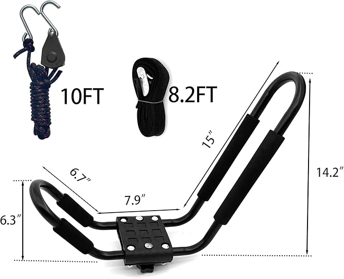Taelakeni 2 Pairs Kayak Carrier Racks, Universal Cars Kayak Roof J Bar Rack (2 Pairs with 10ft S-Hook)