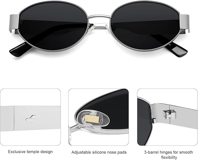 SOJOS Retro Oval Sunglasses for Women Trendy Classic Shades UV400 Protection SJ1256