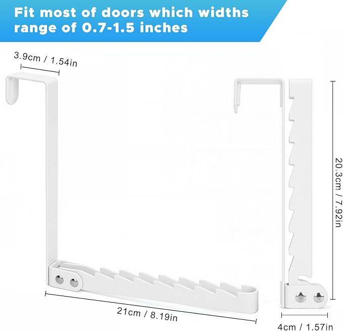 FYY Over The Door Hooks Hanger, 1 Pack Collapsible Folding Over Door Clothes Drying Rack Space Saving Laundry Hanging Storage Hook for Clothing, Coats, Towels for Bedroom Bathroom White