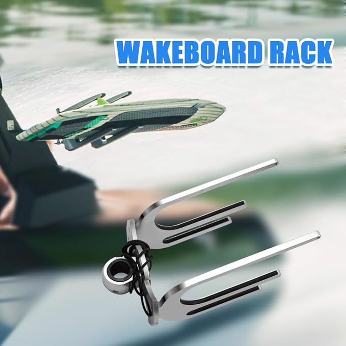 Wakeboard Tower Rack for Boat, Polished Aluminum Wakeboarding Tower Holder, Clamp Fits Tubing Sizes: 1 7/8" to 2 1/2"