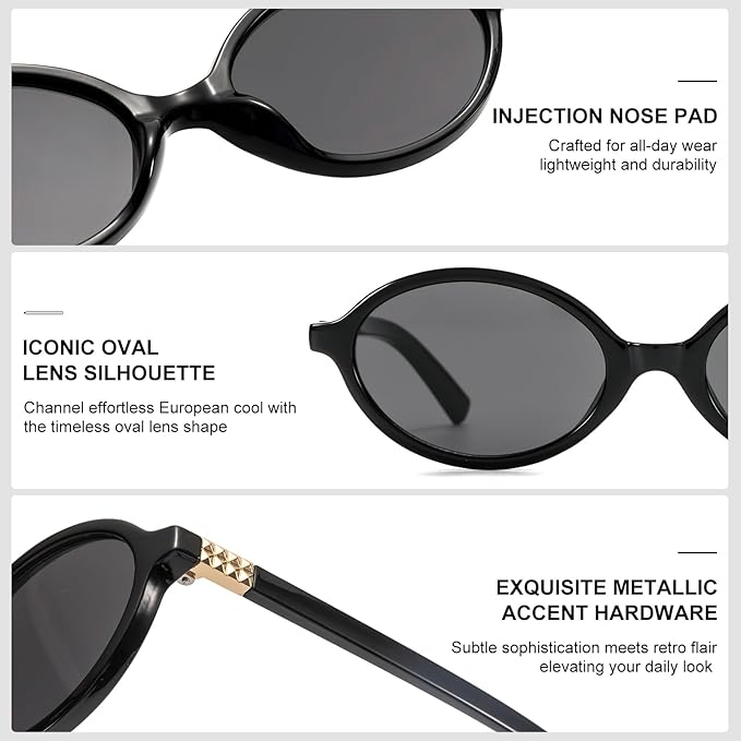 Retro Oval Sunglasses for Women Vintage 90s Y2K Trendy Designer Sun Glasses