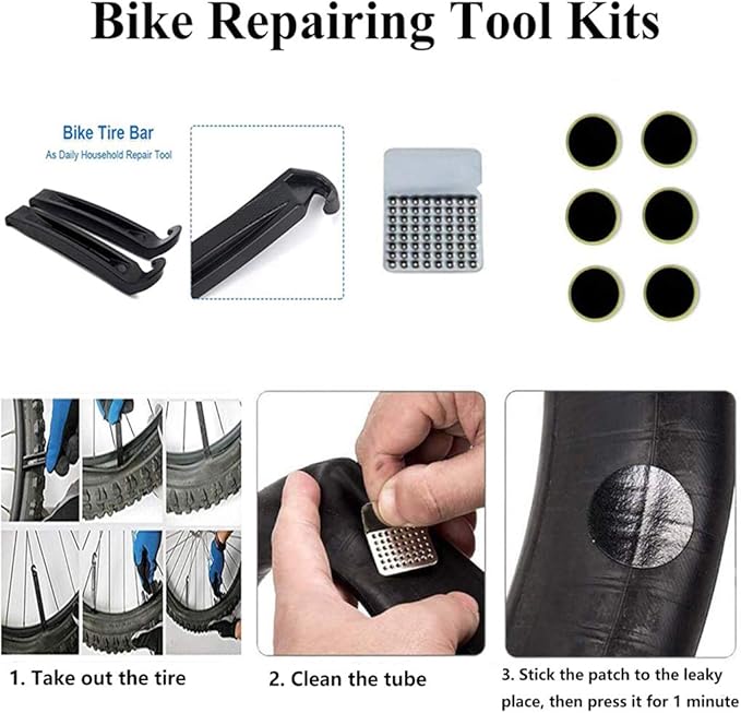 Bike Saddle Bag with Repair Tool Kits, Bicycle Saddle Bag with Repair Set, Bike Bag Under Seat, Bike Seat Bag, Bike Storage Bag with 16-in-1 Multifunction Tool Kits