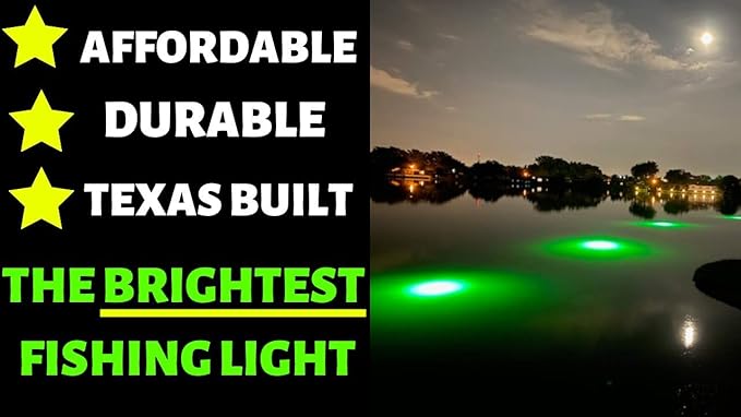 Green Blob Outdoors 高輝度 15000ルーメン 新型水中集魚灯 12V 超ロング50フィートコード QDアリゲータークリップ & シガーライターアダプター付属 LED集魚灯、テキサス製 (50ft)