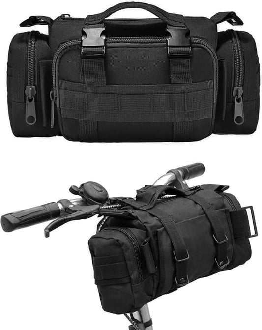 BraveHawk OUTDOORS Bike Handlebar Bag, 900D Nylon Oxford Multi-purpose Waist Bag Water Resistant Bicycle Cycling Pack (Black)