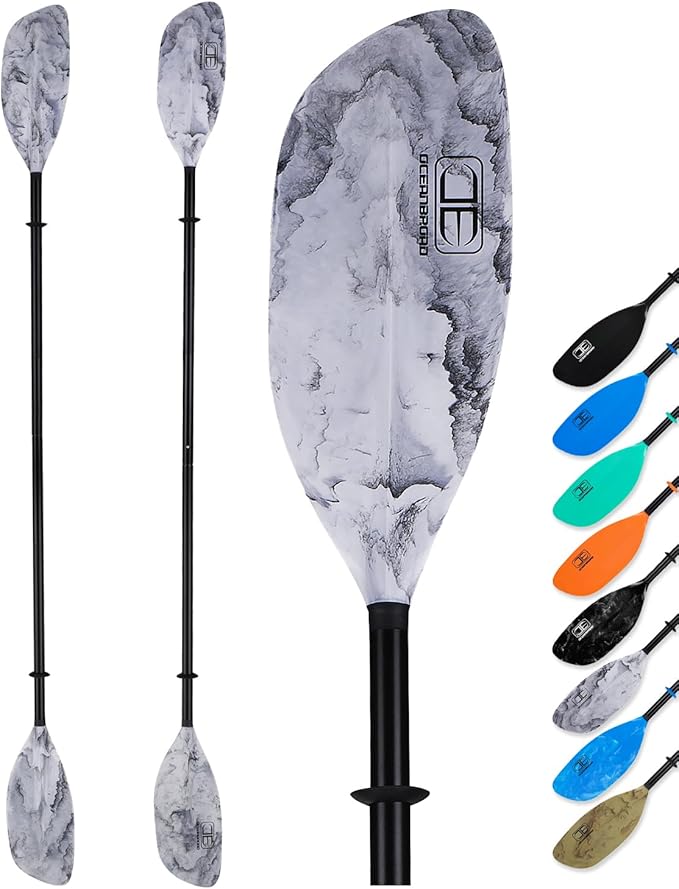 OCEANBROAD カヤックパドル 86インチ/218cm、90.5インチ/230cm アルミ合金シャフト 2ピースフロータブルカヤックオール カヤック、カヌー、ボート用