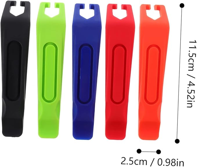 Happyyami 5pcs Plastic Tire Lever Tool for Bike Tire Repair and Wear-resistant Levers Black Red and Green Easy to Use for Tubeless Disassembly