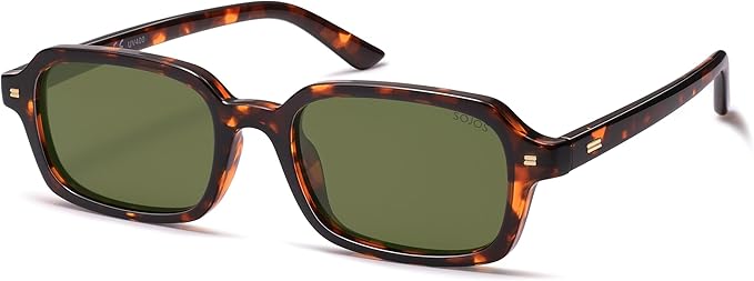 SOJOS Trendy Rectangle Polarized Sunglasses Womens Mens, Small Retro Fashion Thin Slim Square Sunnies SJ2610
