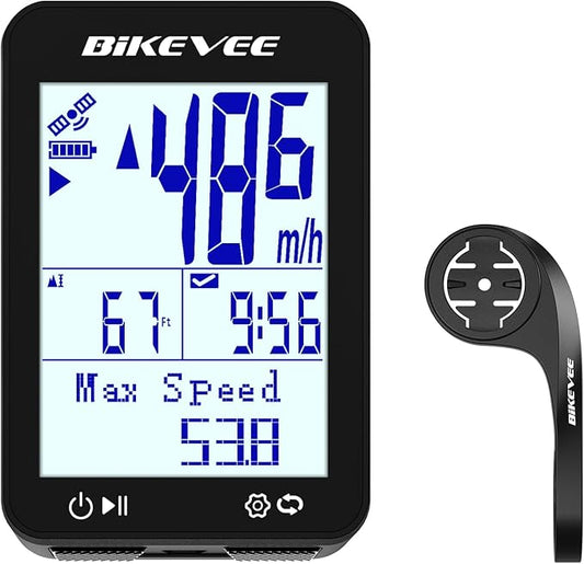 GPS Bike Computer Wireless Bicycle Speedometer Odometer 9 Languages Auto Backlight Auto Start Stop IPX7 Waterproof 2.4 Inch LCD Supports MPH KMH