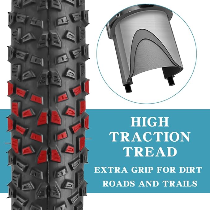 2 Pack 26x2.1 / 29x2.125 Bike Tires 3mm Anti-Puncture Layer with or Without 26x1.75/2,125 Inner Tubes for Mountain Trail City Bicycle Folading Replacement Tyres