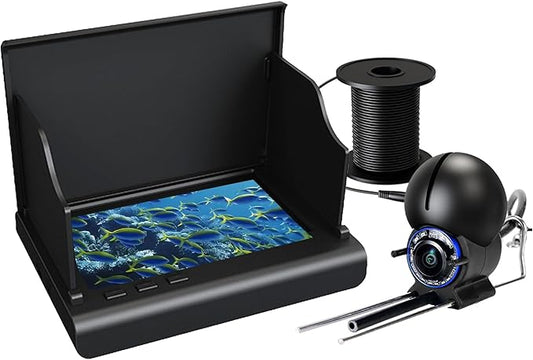 4.3インチLCD水中釣りカメラ 5000mAhバッテリー 赤外線ナイトビジョンライト ポータブル魚群探知機 100ftケーブル付き アイスフィッシング、湖、ボート、カヤック用