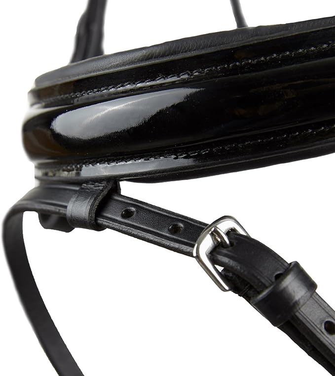 HORZE Grayson Classic Leather Ergonomic Snaffle Dressage Bridle with Detachable Flash