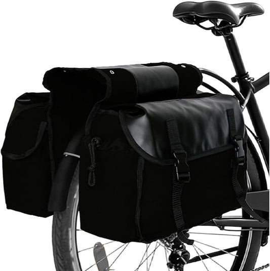 YAPJEB Bike Bags for Bicycle Rear Rack, Black Green Khaki Trunk Pannier Saddle Seat Bag Carrier for Commuter Cycling Travel(Black)