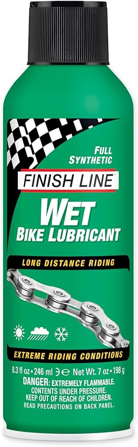 Finish Line WET Bicycle Chain Lube, 8-Ounce Aerosol Spray