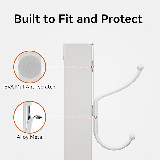 niffgaff Over Door Hook 4-Pack, Heavy Duty Door Hanger, Fits Interior Doors 1.4 Inches Thick, Organize Coats, Hats, Towels, and Bags for Entryways, Bathrooms, Bedrooms, and Kitchens, White