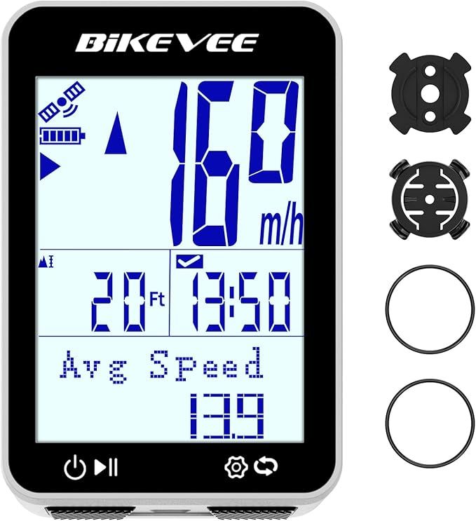 GPS Bike Computer Wireless Bicycle Speedometer Odometer 9 Languages Auto Backlight Auto Start Stop IPX7 Waterproof 2.4 Inch LCD Supports MPH KMH