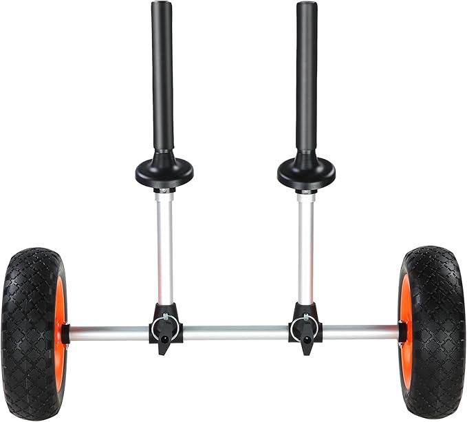 Happybuy Heavy Duty Kayak Cart, 280lbs Capacity, Detachable Canoe Trolley with 10'' Solid Tires, Adjustable Width & Foam Protection, for Kayaks with Drain Holes 2.54cm+