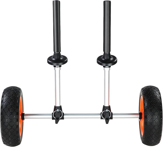 Happybuy Heavy Duty Kayak Cart, 280lbs Capacity, Detachable Canoe Trolley with 10'' Solid Tires, Adjustable Width & Foam Protection, for Kayaks with Drain Holes 2.54cm+