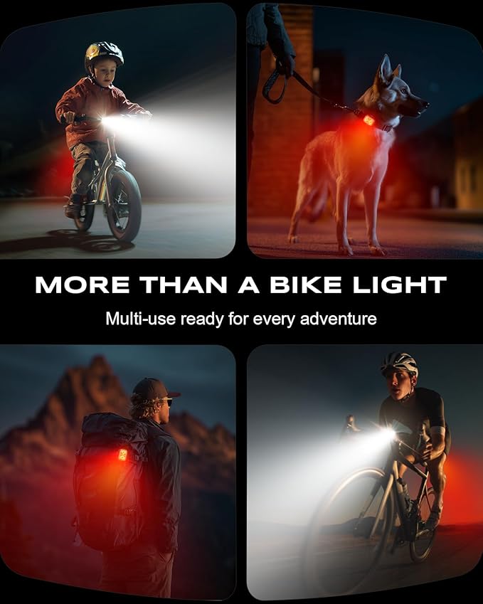 WOCBUY Bike Lights, Ultra-Slim & Lightweight Rechargeable Bicycle Lights Set, [5+6 Modes] Dual USB-C Bike Lights Front and Back, IP65 Waterproof Bicycle Lights for Night Riding Road Mountain Cycling
