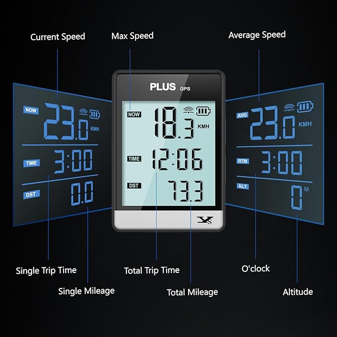 GPS Bike Computer, Wireless Cycling Speedometer Odometer with 3.26" LCD Display, IPX6 Waterproof, Provide Professional Data Analysis for Road Bike Mountain Bike